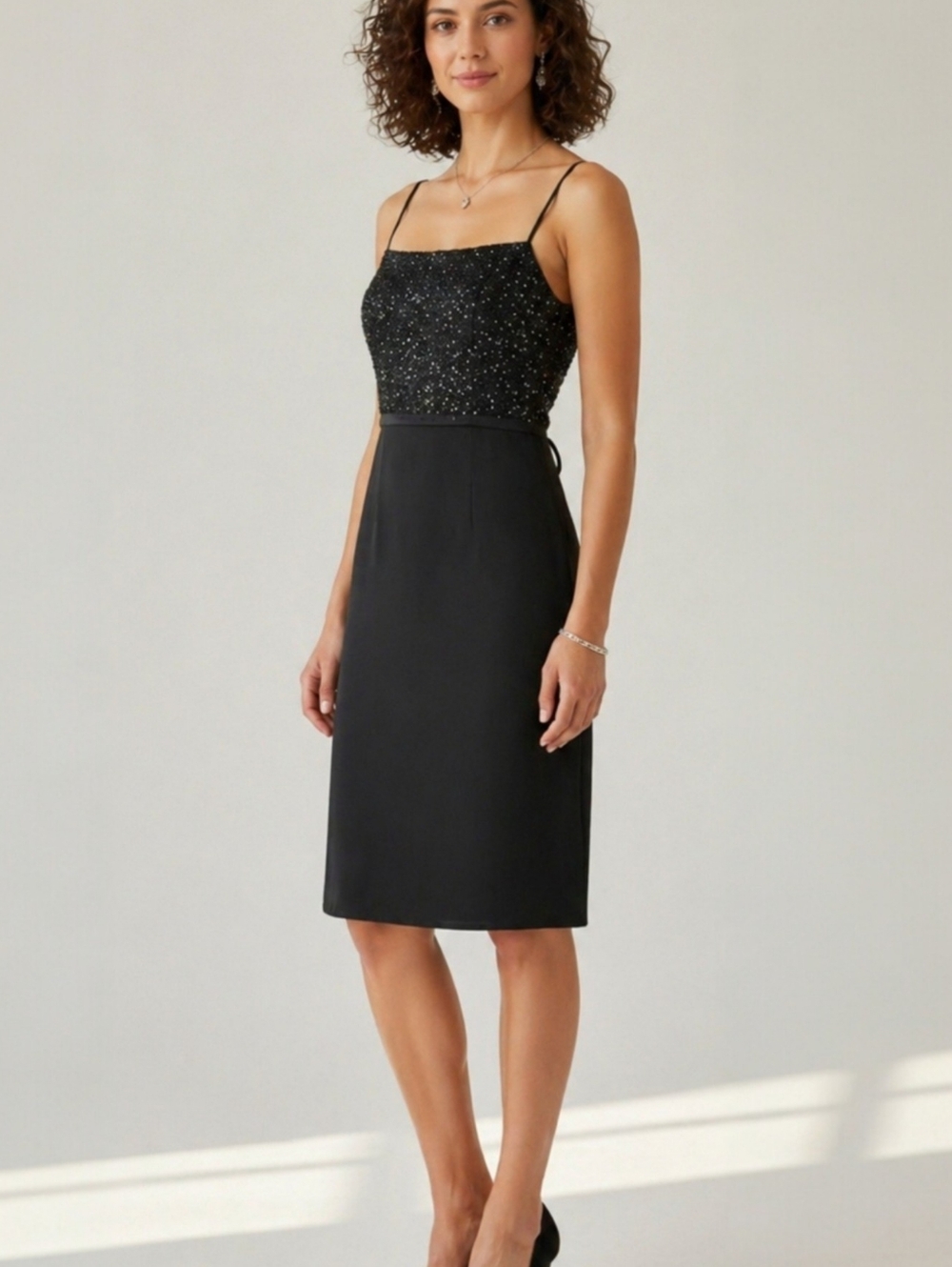 David Warren Black Sequin Cocktail Dress Size 10